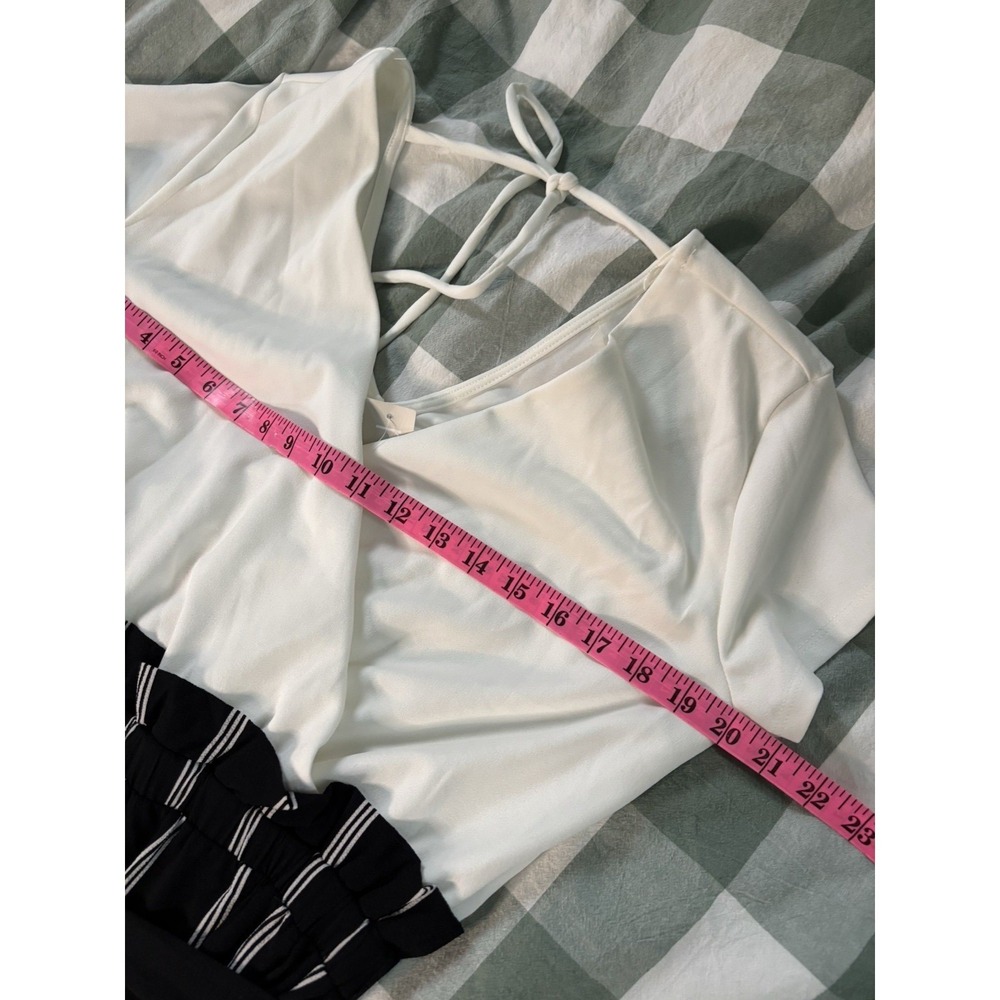 NWT Maurices Paperbag Waist Wide Leg Jumpsuit Womens M Black White Striped - Picture 6 of 10